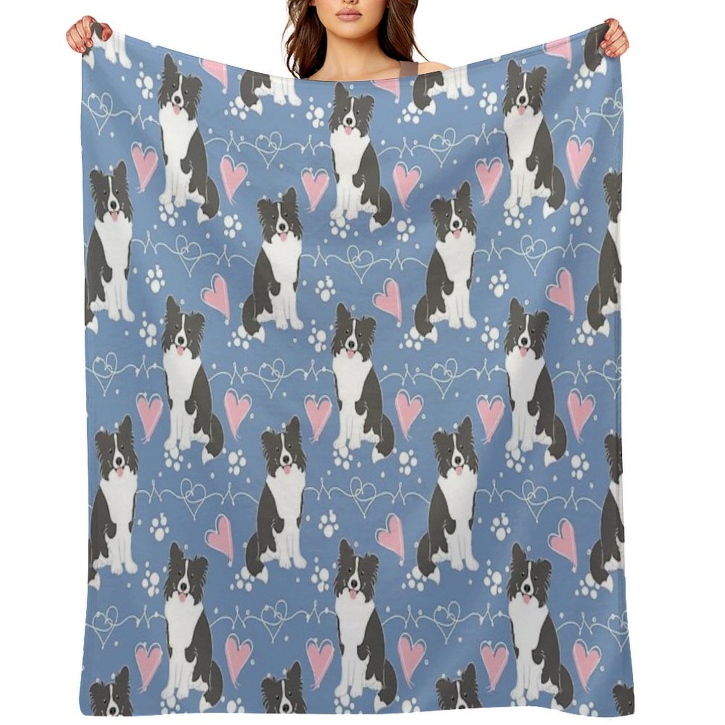 LOVE Border Collie - Black And White 3 Throw Blanket