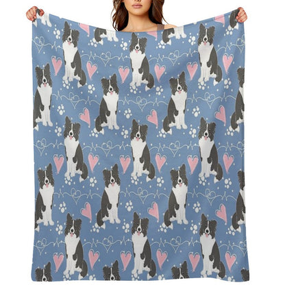 LOVE Border Collie - Black And White 3 Throw Blanket