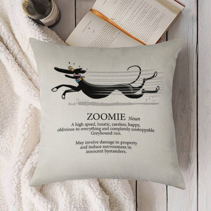 Greyhound Zoomie Linen Throw Pillow Cover