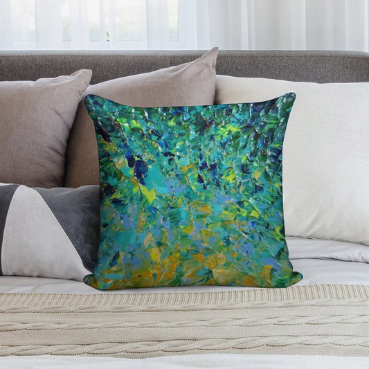 BEAUTY BENEATH THE SURFACE - Stunning Lake Ocean River Water Nature Green Blue Teal Yellow Aqua Abstract Soft Hidden Zipper Throw Pillow