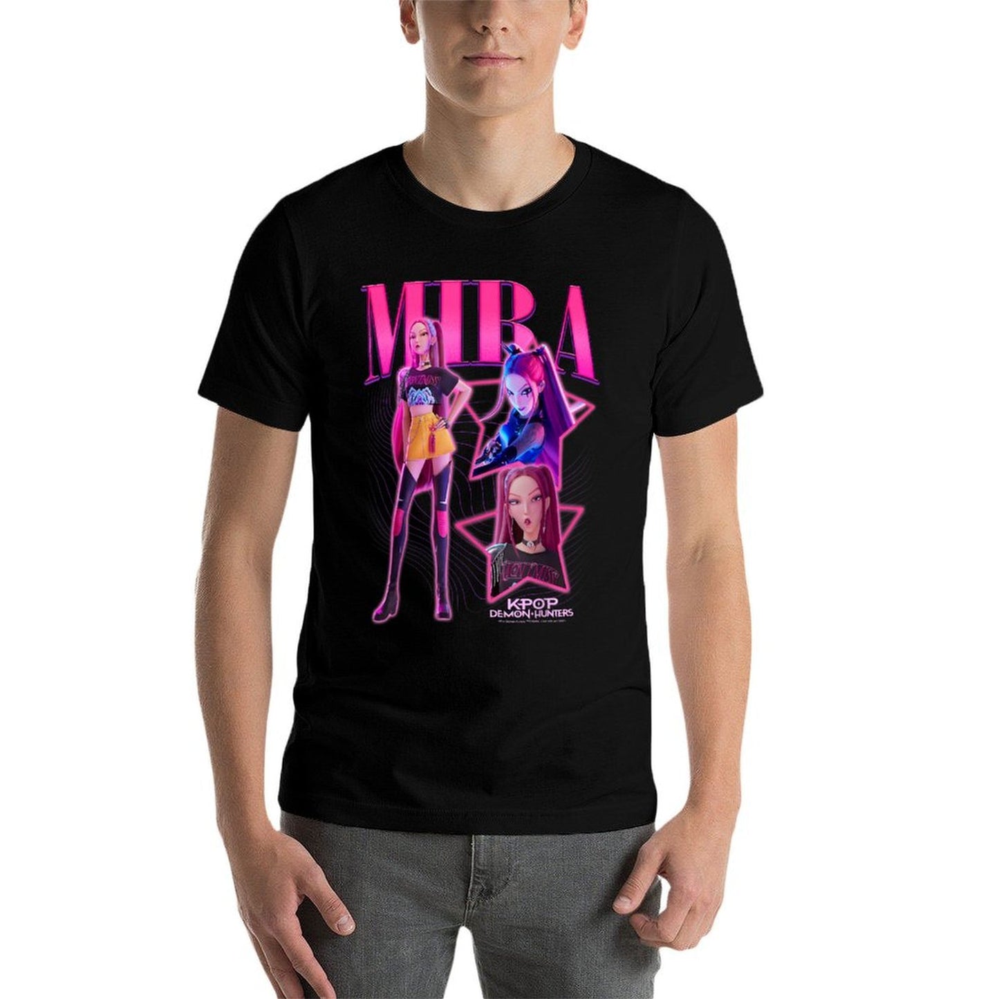 Kpop Demon Hunters Mira Showcase Retro Neon Poster  High-quality Stitching T-Shirt