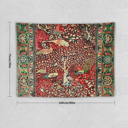 Antique Persian Rug Bird Tree Flowers Ca. 1600 Print Tapestry