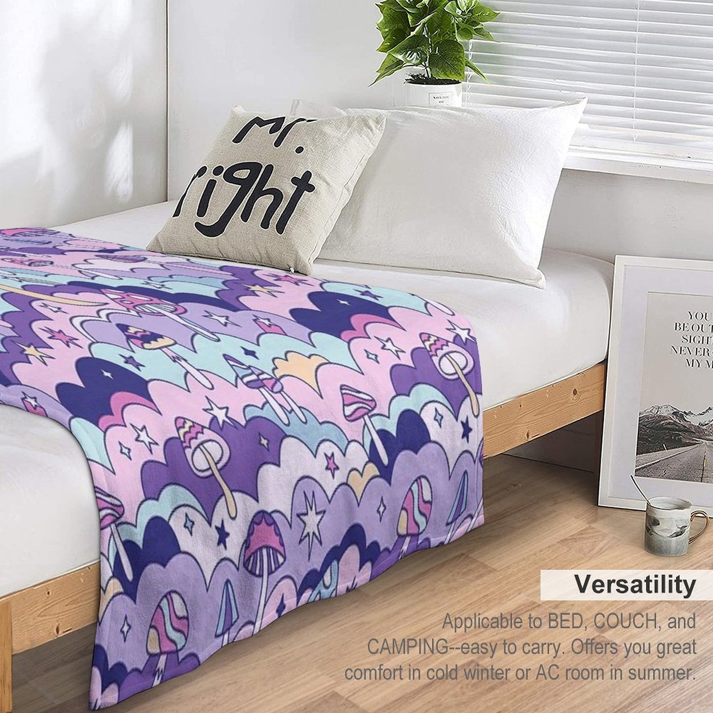 Cosmic Mushrooms Throw Blanket