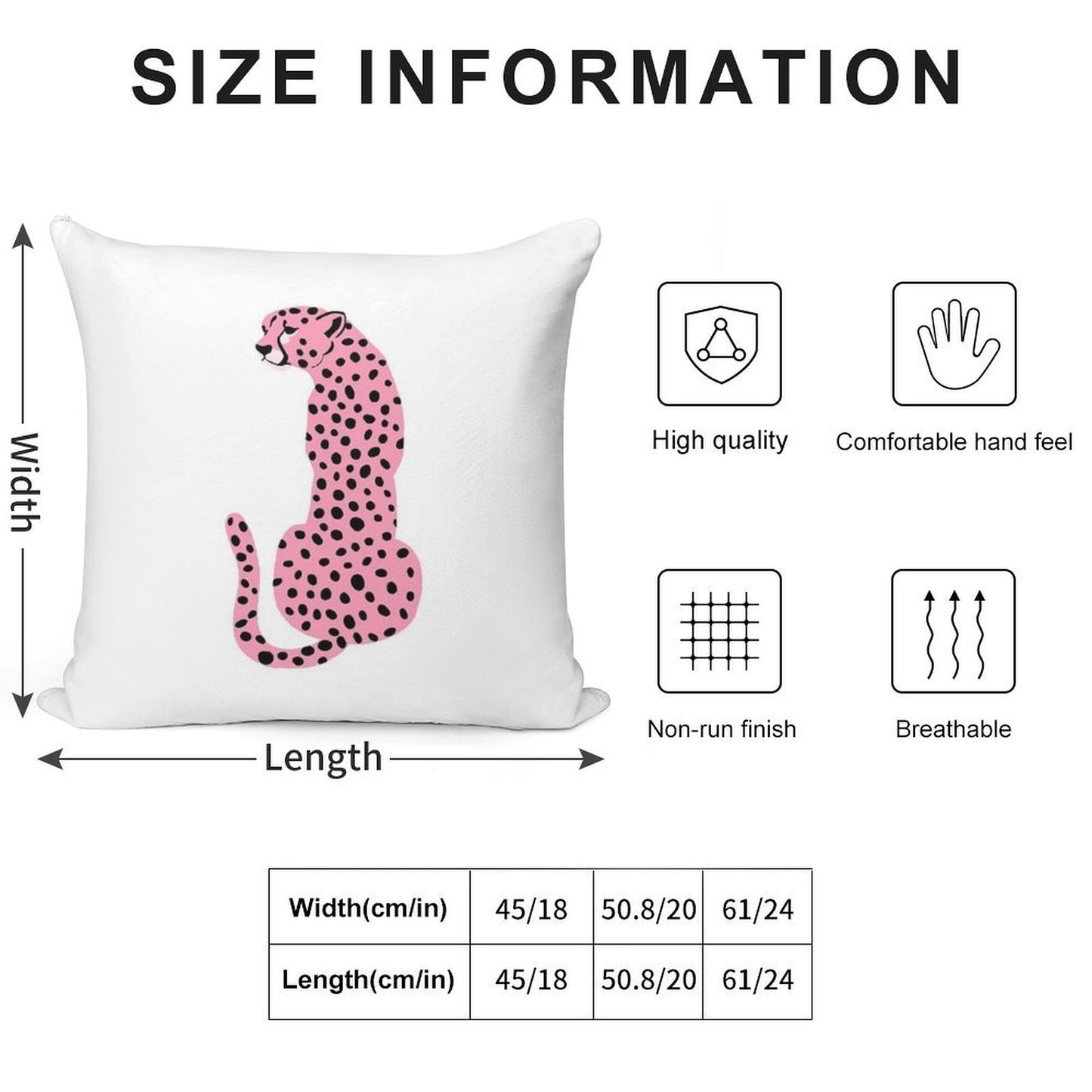 Pink Cheetahleopard Soft Hidden Zipper Throw Pillow