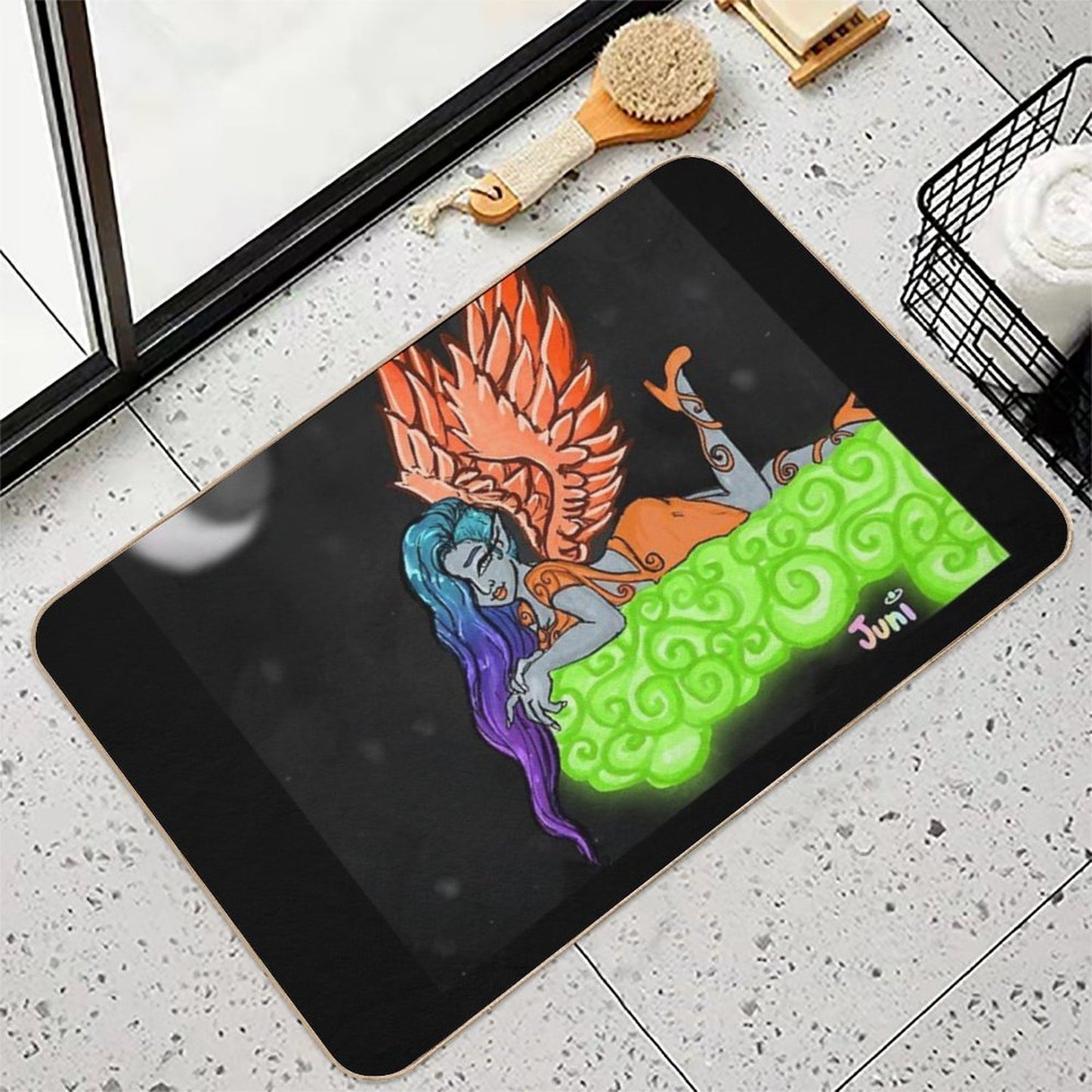 Space Angel Living in The Clouds  Slip-Resistant Bath Mat