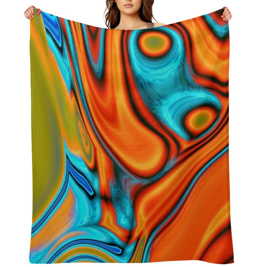 Vivid Modern Southwest Hipster Turquoise Orange Swirls Throw Blanket