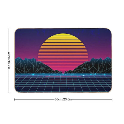 Future Synthwave Aesthetics Bath Mat