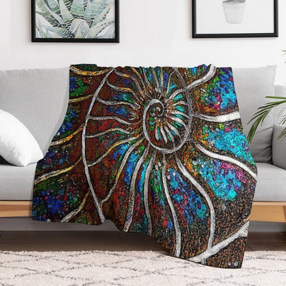 Ammonite Fossil Macro Abstract Art Throw Blanket