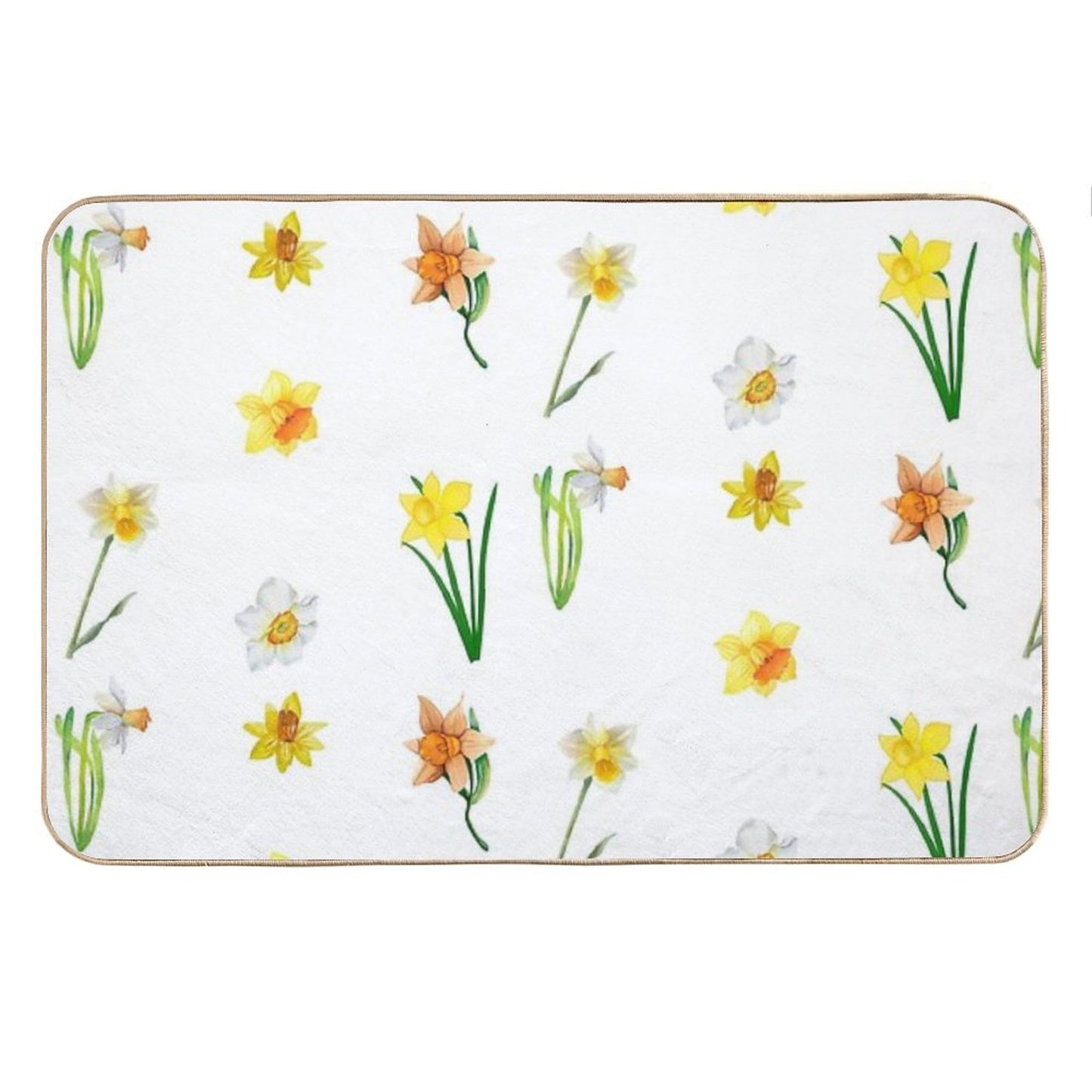 Watercolor Daffodil Flowers Bath Mat