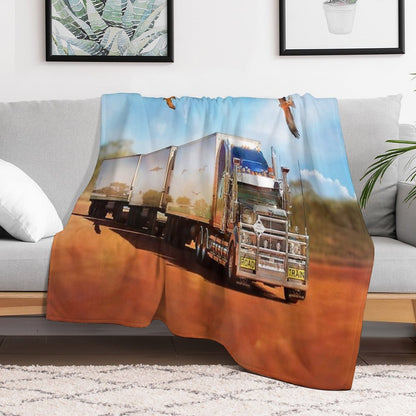Kenworth Truck with Three Tailers Throw Blanket