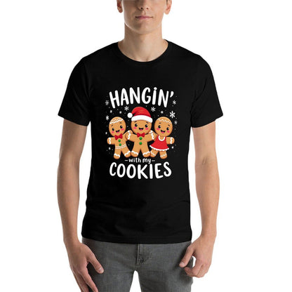 Hanging With My Cookies Gingerbread Christmas Teacher Xmas  Ribbed Collar T-Shirt