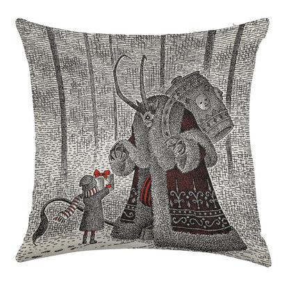A Gift For Krampus Linen Throw Pillow Cover