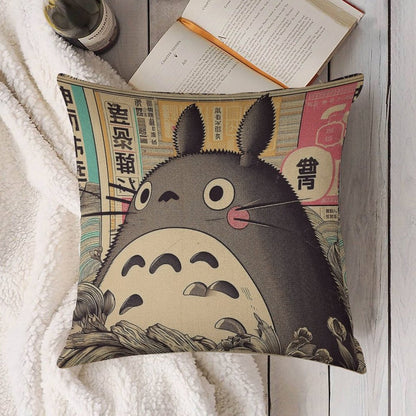 Vintage Japanese Poster Japanese Icon with Retro Charm Linen Throw Pillow Cover