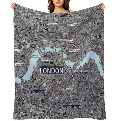 London Map Poster Throw Blanket