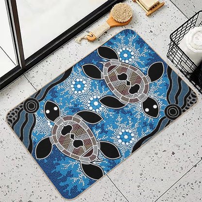 Authentic Aboriginal Art  - Sea Turtles Bath Mat