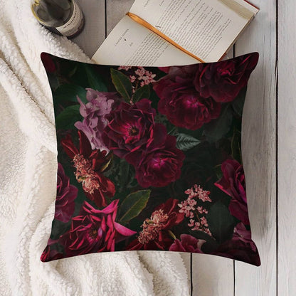 Antique Midnight Botanical Flower Rose Botanical Night Garden Nightgarden Linen Throw Pillow Cover