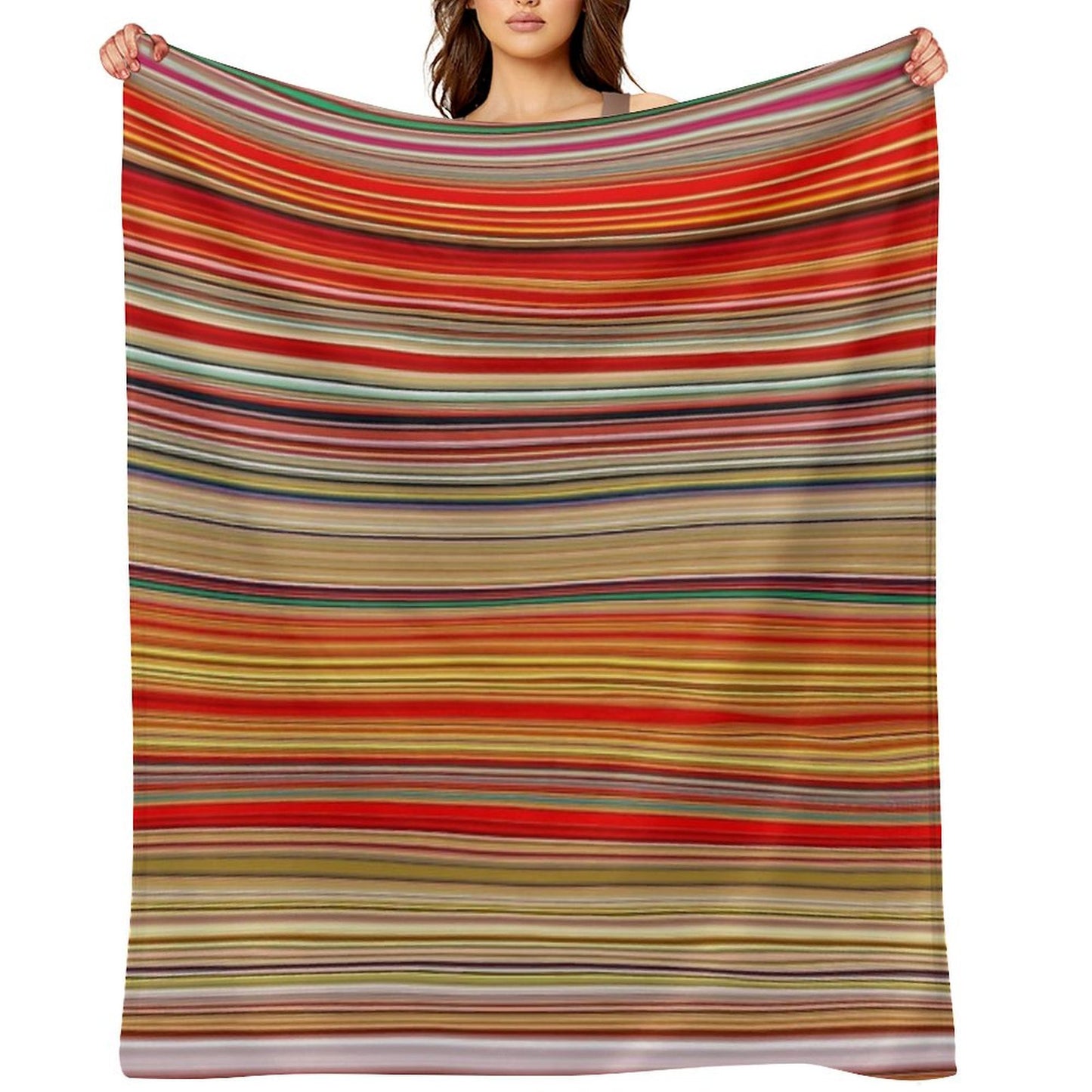 Red Yellow Fine Random Stripes Throw Blanket