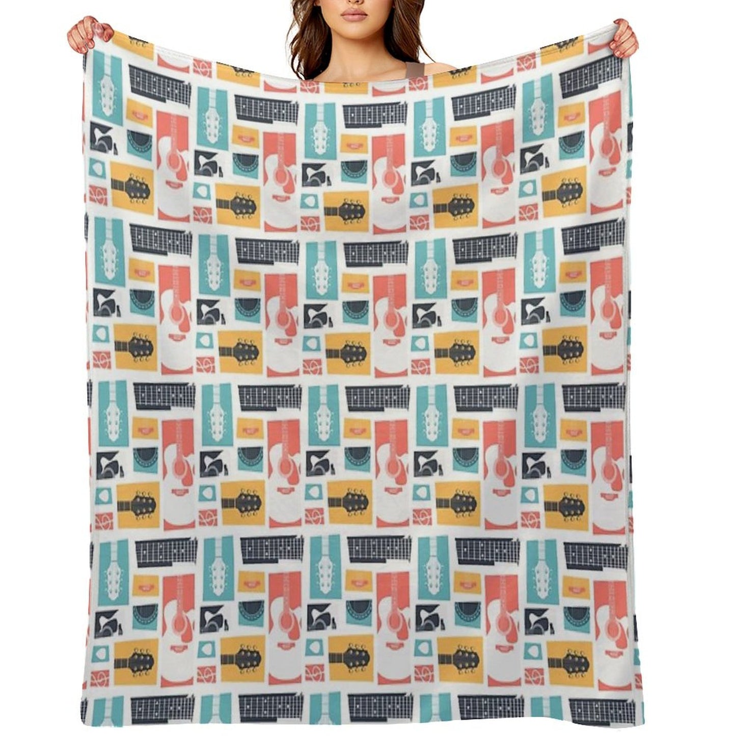 Guitar Collage Throw Blanket