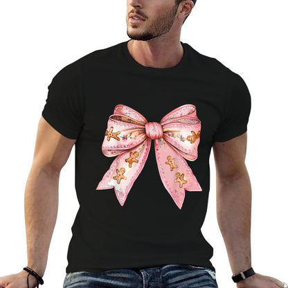 Coquette Bow Pink Gingerbread Christmas Girly Xmas  Trendy Pattern T-Shirt