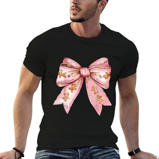 Coquette Bow Pink Gingerbread Christmas Girly Xmas  Trendy Pattern T-Shirt