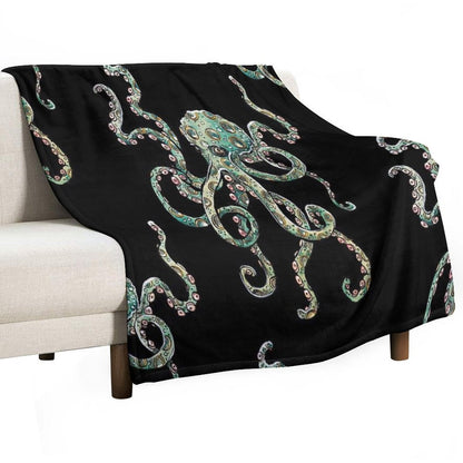 Green Octopus! Throw Blanket