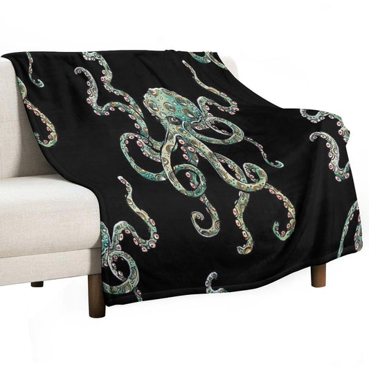 Green Octopus! Throw Blanket