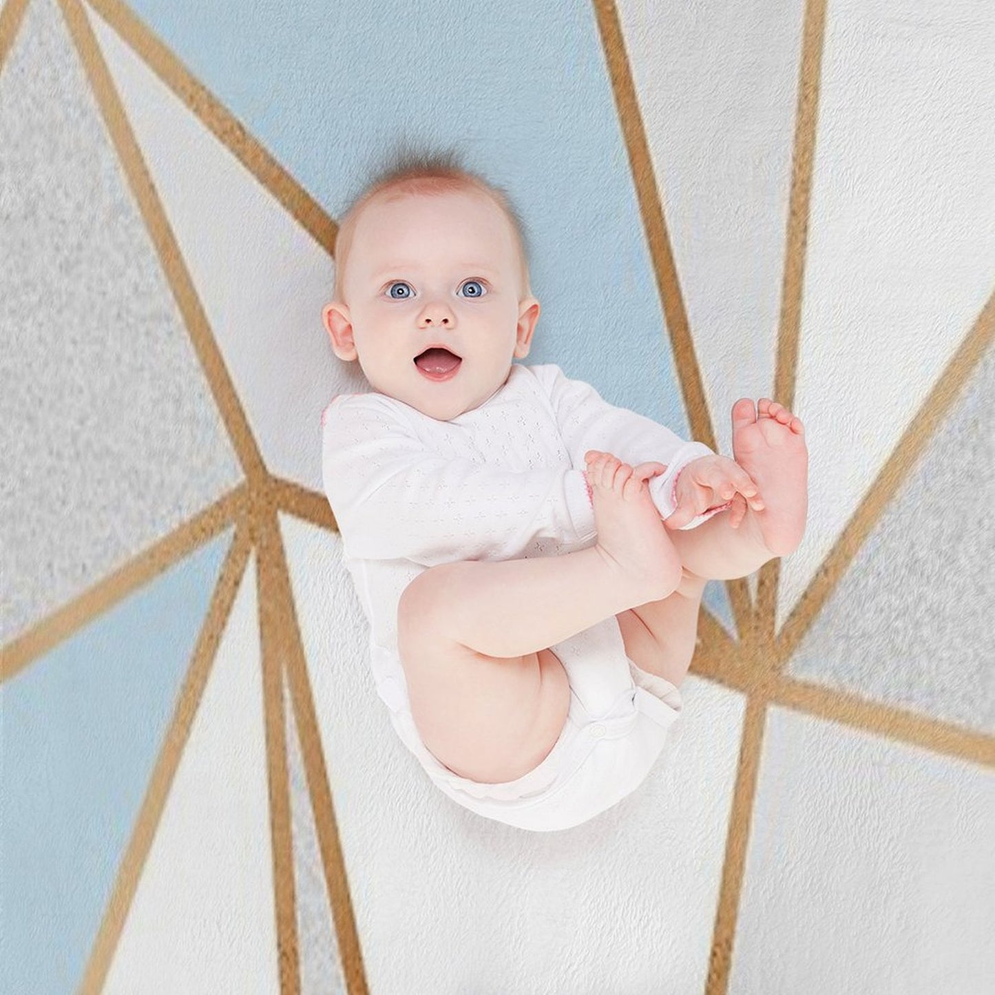 Blue, Grey & Gold Geo Throw Blanket