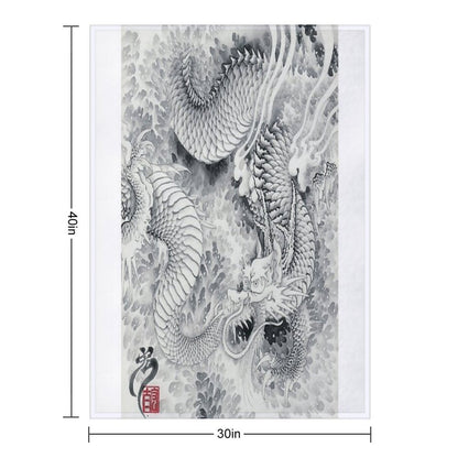 Ink Painting Dragon 180411 JAPAN Throw Blanket