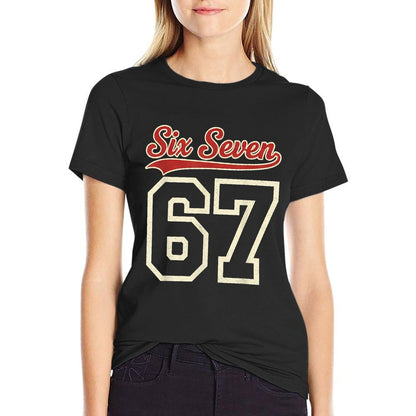 Number 67 Numbered Six Seven Baseball Jersey Style Team 67  Cotton T-Shirt