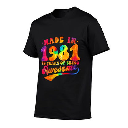 Womens 40th Birthday Tie Dye 40 Year Old Made Awesome 1981 Gift  Moisture-wicking T-Shirt