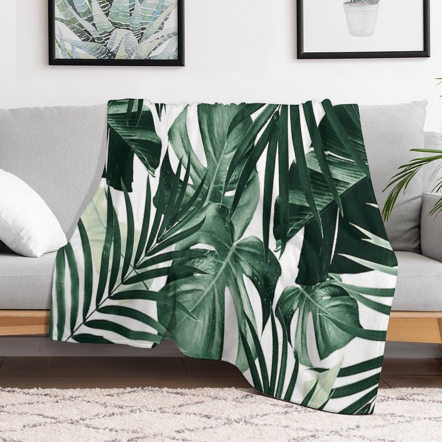 Tropical Jungle Leaves Pattern #4 #tropical #decor #art Throw Blanket