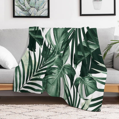 Tropical Jungle Leaves Pattern #4 #tropical #decor #art Throw Blanket
