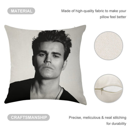 Paul Wesley Black And White Linen Throw Pillow Cover