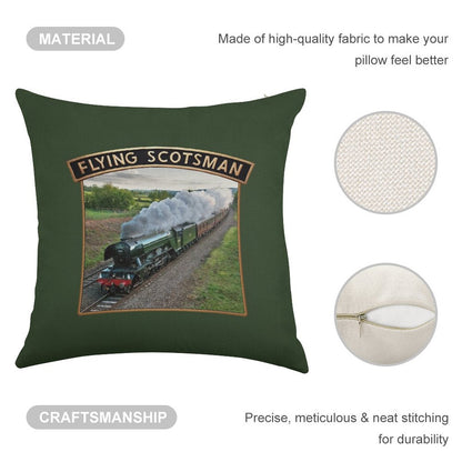 Flying Scotsman And Nameplate Linen Throw Pillow Cover