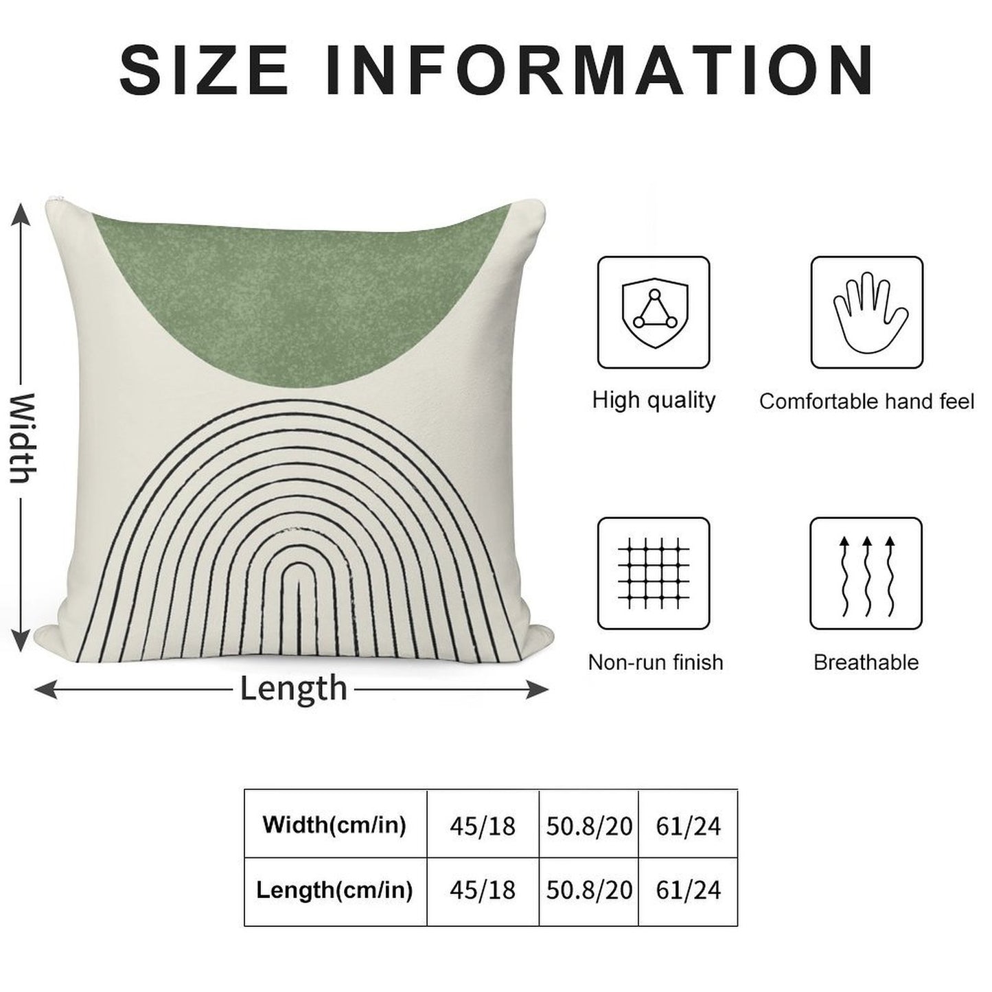 Arch Balance Green - Mid Century Modern Soft Anti-Pilling Throw Pillow