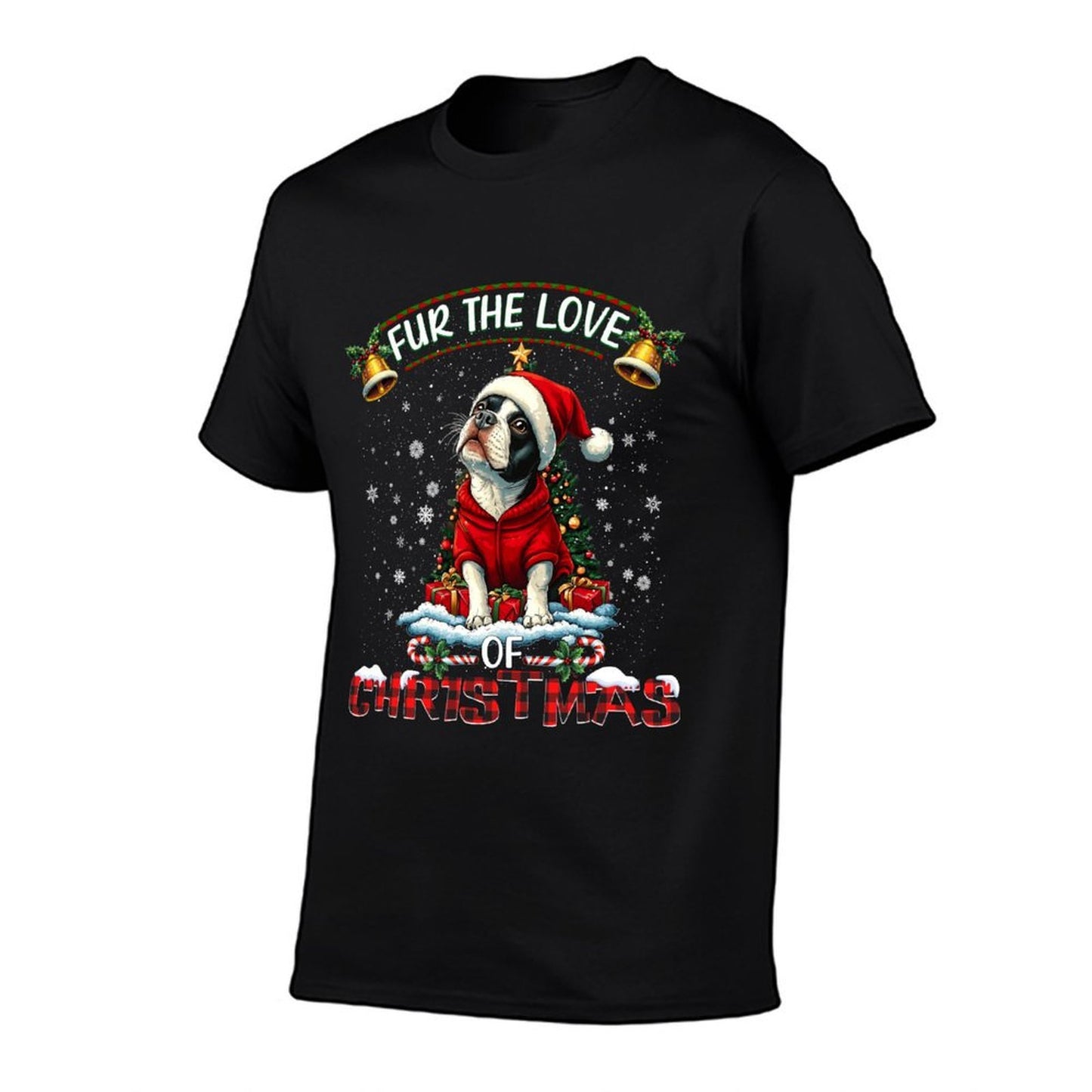 Boston Terrier Christmas Tree Decorations Dog Lover Xmas Sweatshirt  Cotton T-Shirt
