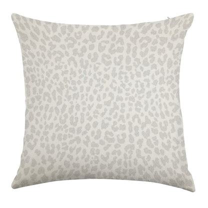 Pale Gray Leopard Linen Throw Pillow Cover
