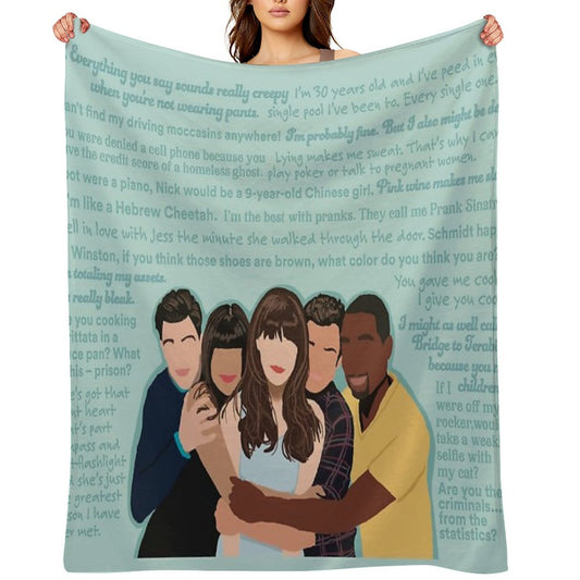 New Girl Cast And Quotes Throw Blanket