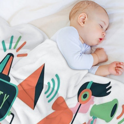 Party Bike. Music And Cycling Throw Blanket