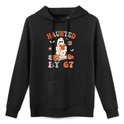 Haunted by 67 Funny Boo Ghost Teacher 6 7 Halloween Costume Casual Wear Hoodie