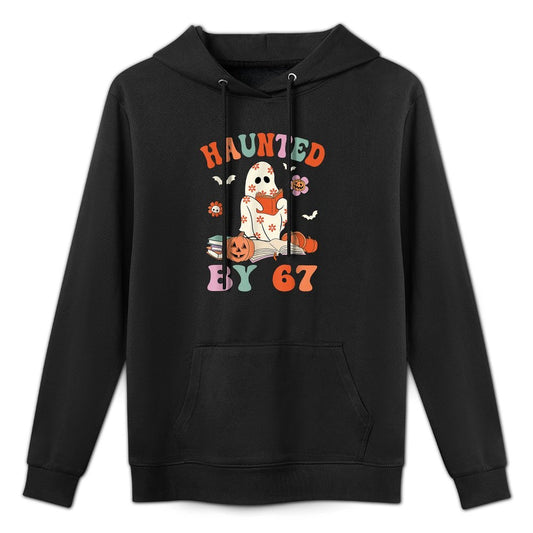 Haunted by 67 Funny Boo Ghost Teacher 6 7 Halloween Costume Casual Wear Hoodie