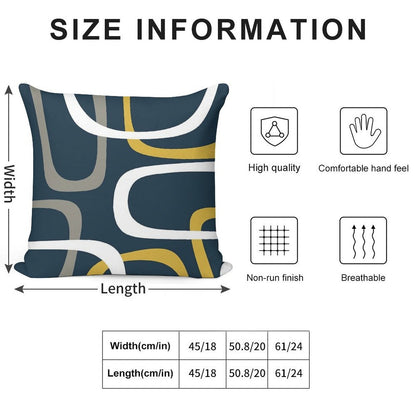 Midcentury Modern Loops Retro Pattern in Light Mustard, Grey, White, And Navy Blue Soft Anti-Pilling Throw Pillow