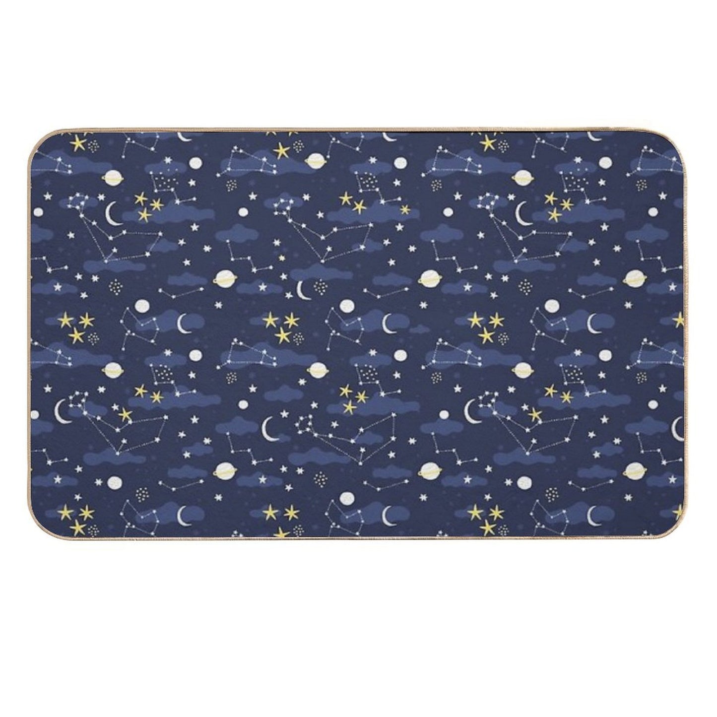 Galaxy - Cosmos, Moon And Stars. Astronomy Pattern. Cute Cartoon Universe Design. Durable Bath Mat