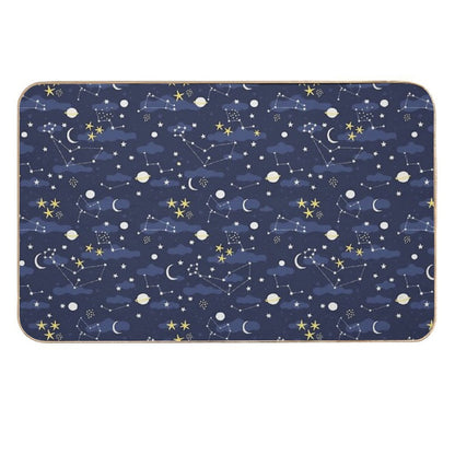 Galaxy - Cosmos, Moon And Stars. Astronomy Pattern. Cute Cartoon Universe Design. Durable Bath Mat