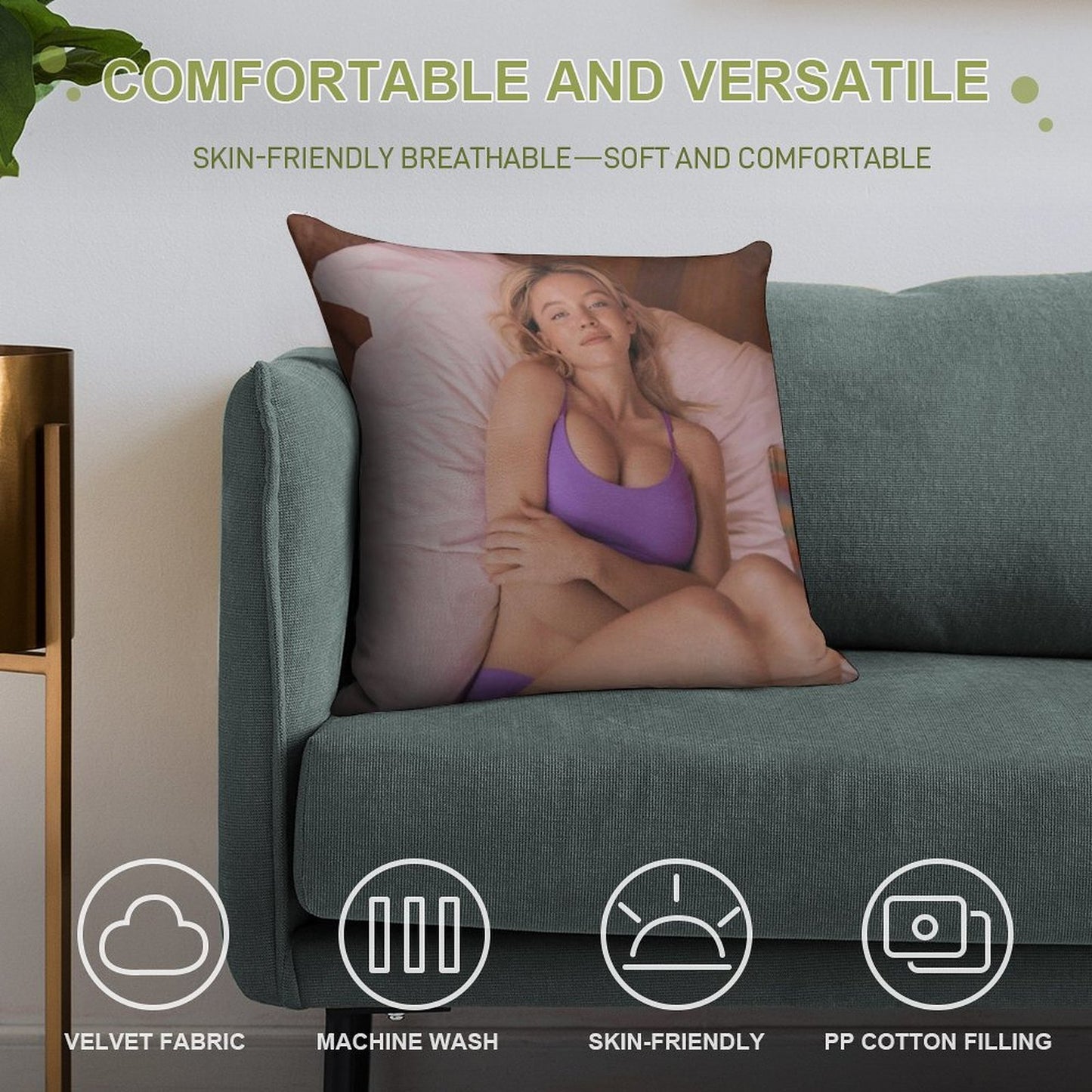 Sydney Sweeney Hot Soft Warmth Comfort Throw Pillow
