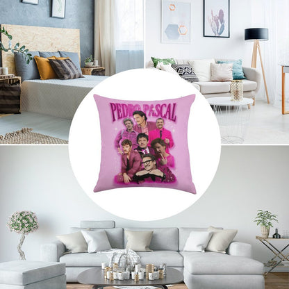 Pedro Pascal in Pink Linen Throw Pillow Cover