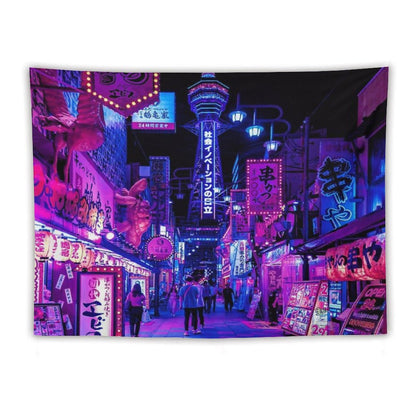 Osaka City Anime Scenes Tapestry