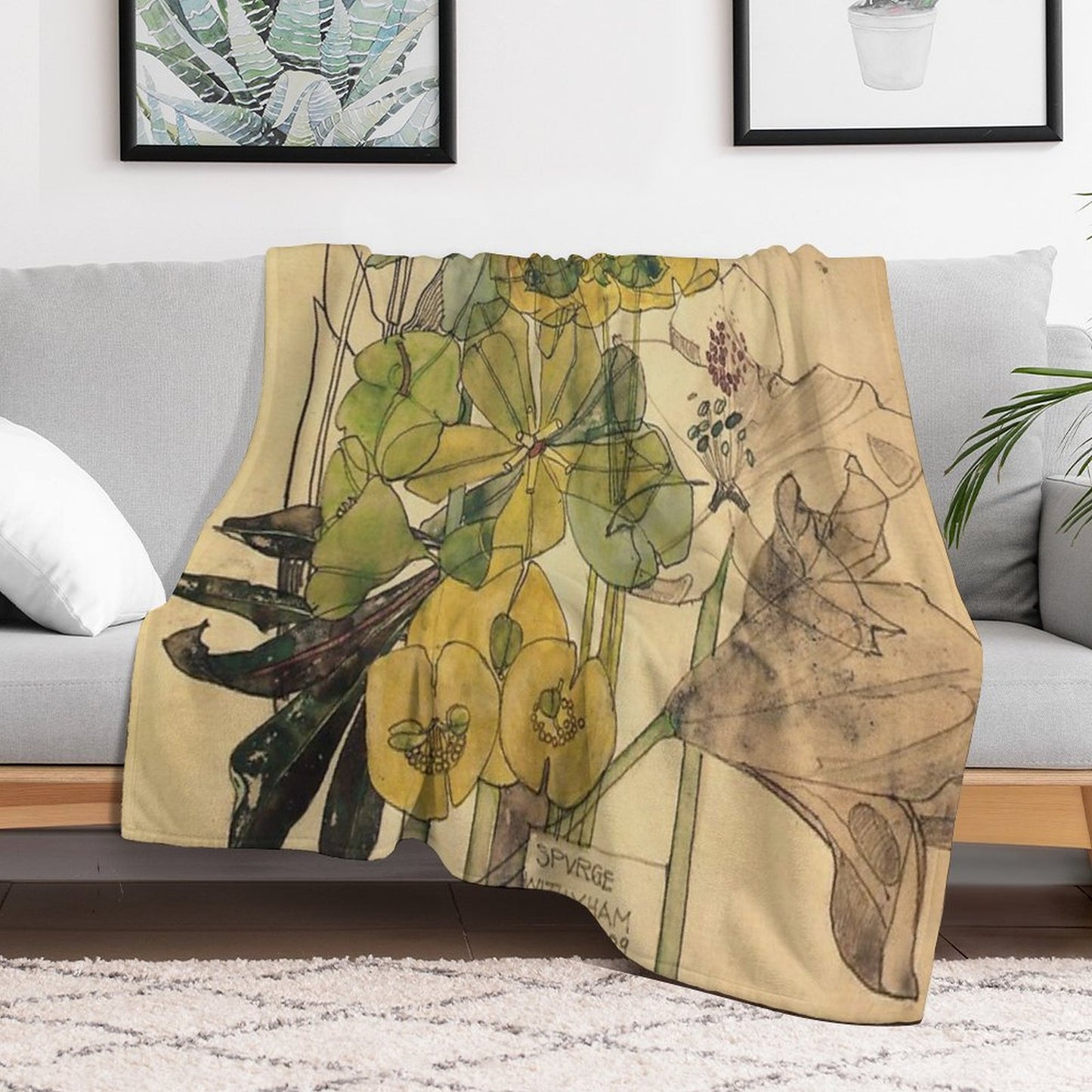 Spurge With Yham-Charles Rennie Mackintosh Throw Blanket