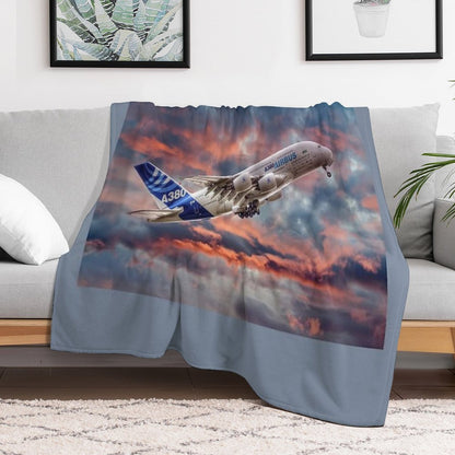 Airbus A380 - Sunset Throw Blanket