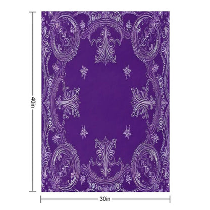 RogerPattern - Pale Purple Elegance White Detail Bandana Throw Blanket